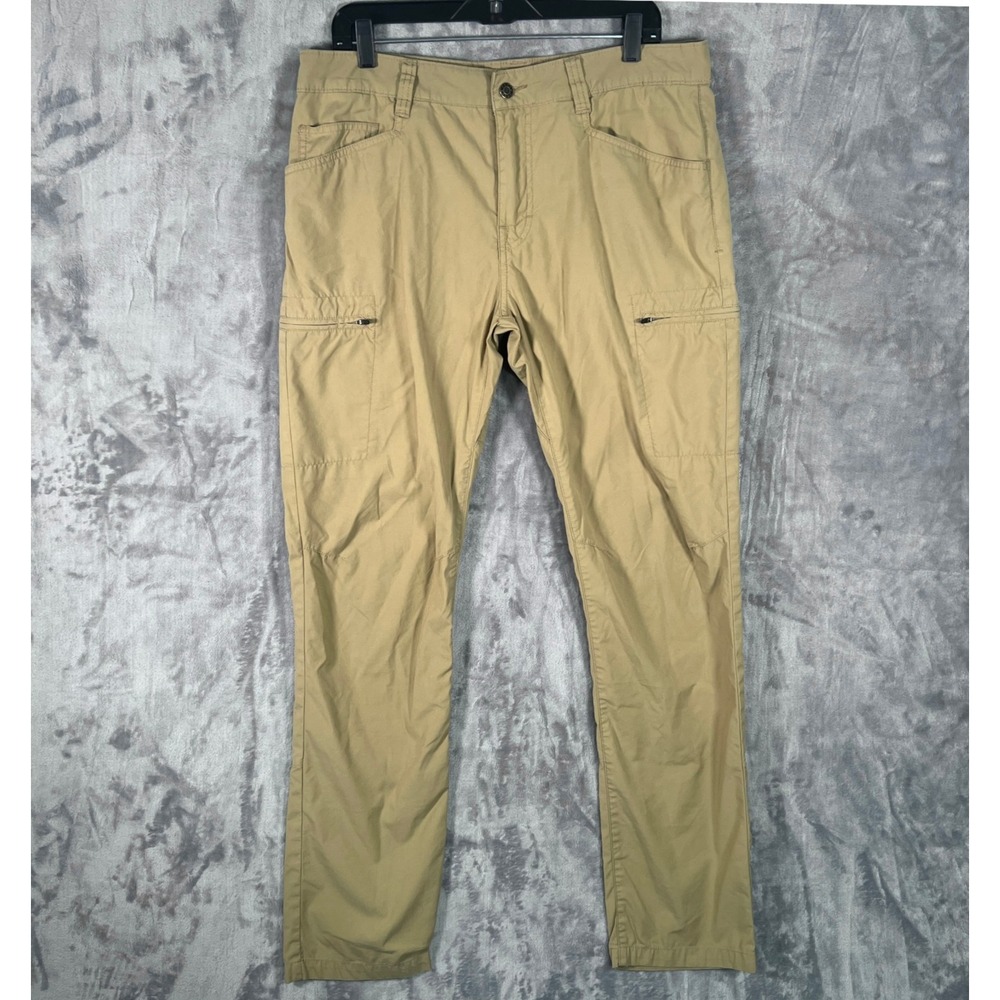Prana Hiking Pants Mens 34x34 Beige Straight Trail Cargo Utility Stretch